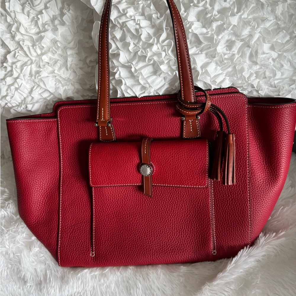 Dooney & Bourke Red Pebbled Leather Tote